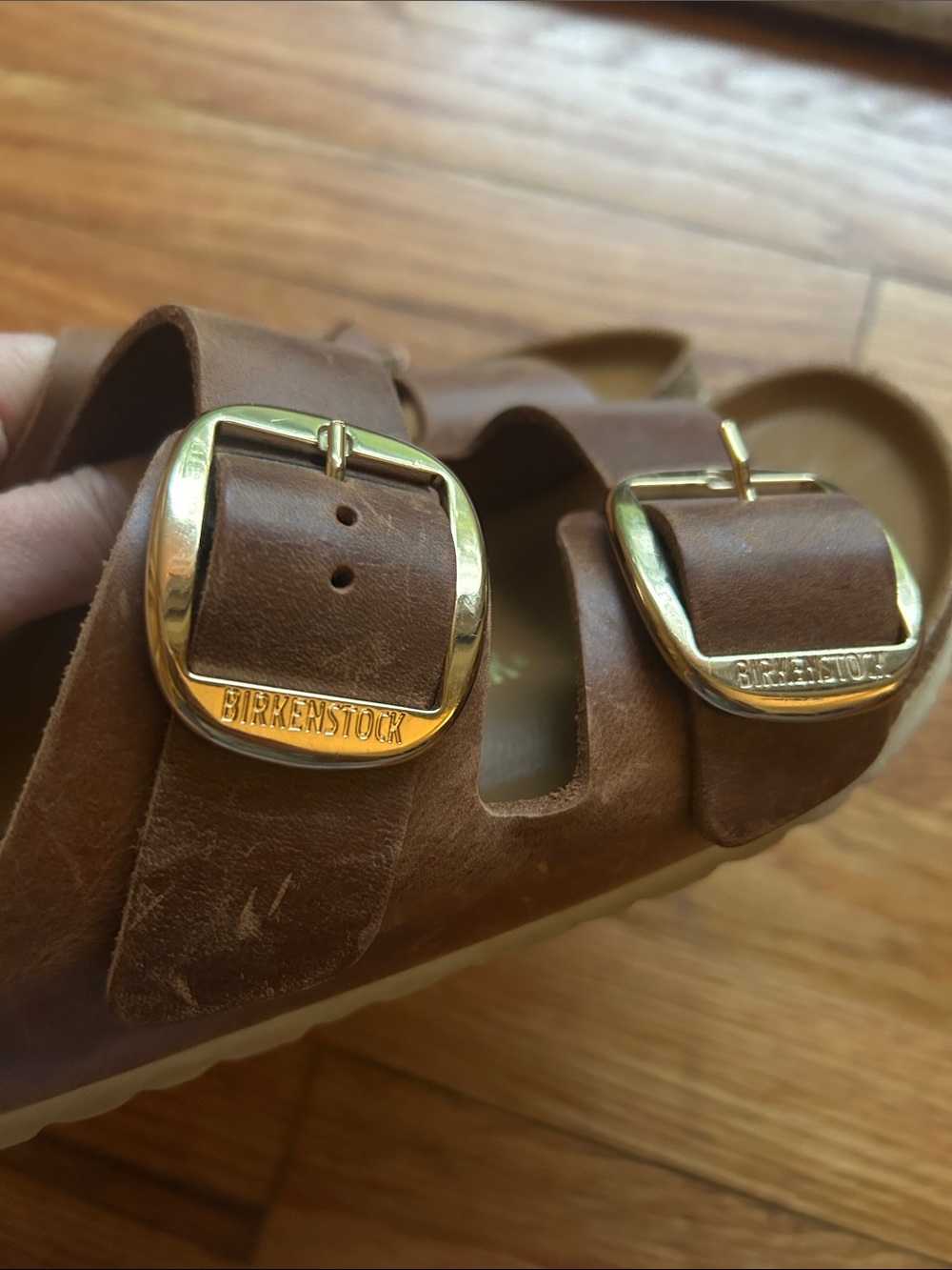 Birkenstock Arizona Big Buckle Cognac Oiled Leather Sandals Size 38 US 7 Narrow - Picture 6 of 13